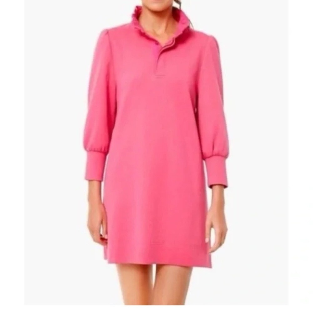 Pomander place sold at Tuckernuck SZ XS Pink Polo Collar Bishop Sleeve Dress